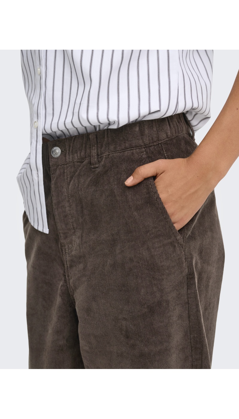 Pantalon velours Chocolate Brown ONLFLORA Longueur 32 ONLY - 4 | DOWN